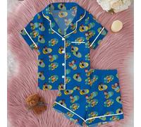 Shein Conjunto de pijama de 2 piezas con estampado de dibujos animados de Paw Patrol, top corto cómodo y shorts de cintura elástica para niñas mayores, de t