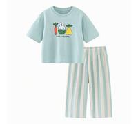 Shein Conjunto de pijama para niños de algodón suave y transpirable en colaboración con Miffy, cómoda ropa de estar en casa para dormir y relajarse, verano