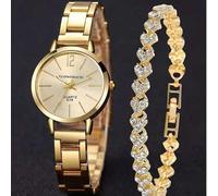 Shein Conjunto de reloj con correa de acero de números romanos + pulsera, adecuado para reuniones, fiestas, viajes para ver la hora, también es un gran rega