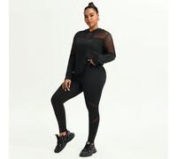 Shein Conjunto de ropa deportiva de talla grande con Top de malla transparente con capucha y pantalones