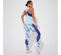Shein Conjunto de ropa deportiva para mujer que incluye: sostén con espalda de tirantes, leggings de cintura alta y top de espalda cruzada, conjunto de legg
