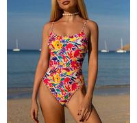 Shein Conjunto de ropa para mujer, Nuevos trajes de baño ajustados y sin costuras con estampado aleatorio para verano y vacaciones en la playa