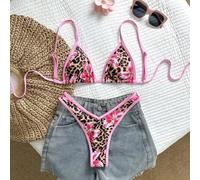 Shein Conjunto de ropaplayera para primavera con top corto de tirantes con estampado de leopardo y flores, y shorts de tajo alto sexy para mujer