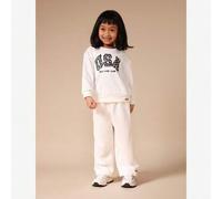 Shein Conjunto de sudadera con capucha y pantalón de chándal blanco para niñas, con estampado de leopardo, "USA Self Love Club", ropa de estar en casa infor