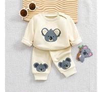 Shein Conjunto de sudadera con capucha y pantalones de recién nacido con estampado de koala, diseño lindo y casual, adecuado para salidas, tiempo libre y fo