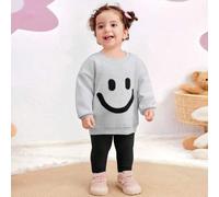 Shein Conjunto de sudadera de manga larga con expresión gráfica linda y pantalones con cintura elástica para niña bebé, otoño/invierno