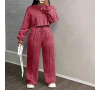 Shein Conjunto de sudadera holgado de manga larga con top y pantalones en azul y verde, nuevo estilo urban/gyaru para 2025