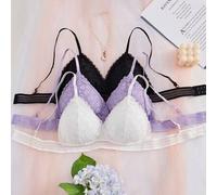 Shein Conjunto de sujetador de moda de encaje (inalámbrico, 3 piezas/set) lencería multicolor