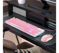 Shein Conjunto de teclado y mouse para juegos MageGee, teclado K1 con retroiluminación LED RGB, teclado de computadora de 104 teclas, compatible con PC/port