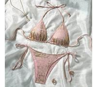 Shein Conjunto de traje de baño minimalista de uso diario con estampado de lámina, nueva llegada de trajes de baño para mujer 2026, adecuado para la escuela