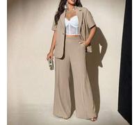 Shein Conjunto de traje de negocios casual ajustado de talla grande, adecuado para ir al trabajo, entrevistas y ocio, nuevo estilo para el verano