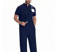 Shein Conjunto de uniforme de enfermera/médico de manga corta para hombres, apto para la salud
