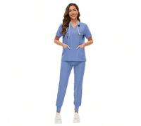 Shein Conjunto de uniformes de enfermería, belleza, SPA, clínica veterinaria, tienda veterinaria, trabajo dental de alta calidad para primavera