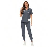 Shein Conjunto de uniformes de enfermería, belleza, SPA, clínica veterinaria, tienda veterinaria, trabajo dental de alta calidad para mujeres, primavera
