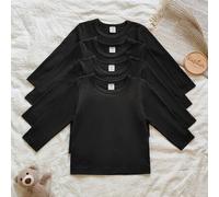 Shein Conjunto de varias piezas de camiseta de manga larga de cuello redondo de un solo color para bebé niño, para primavera y otoño. El estilo es casual, s