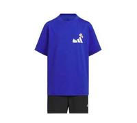 Shein Conjunto deportivo casual adidas de dos piezas con camiseta de manga corta, cómodo y versátil, para niños pequeños y medianos KC8469