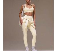 Shein Conjunto deportivo de top con espalda cruzada y mallas para mujer, para gimnasio y fitness