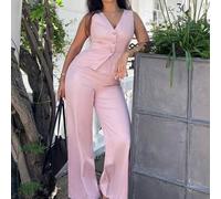 Shein Conjunto elegante de chaleco sin mangas y pantalones para mujer, estilo ejecutivo/de oficina, para verano