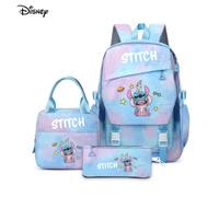 Shein Conjunto escolar de 3 piezas de Stitch y Angel de Disney, que incluye mochila, bolsa de almuerzo y estuche de lápices, con lindos estampados de Lilo y