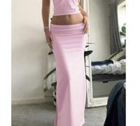 Shein Conjunto informal de 2 piezas para mujer en color rosa con hombros descubiertos, hecho de tela semitransparente con estiramiento medio y diseño de abe