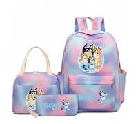 Shein Conjunto informal de 3 piezas Bluey Bruiy: mochila escolar con estampado, estilo universitario para estudiantes de secundaria, de gran capacidad y moc