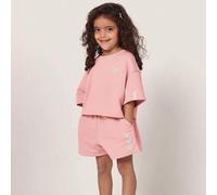 Shein Conjunto informal de dos piezas de sudadera de cuello redondo y shorts, conjunto deportivo a juego de amor propio, cómodo para usar en primavera y ve