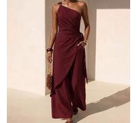 Shein Conjunto informal de top sin mangas con cuello asimétrico y pantalones de pierna ancha para el Festival de Música de Primavera/Verano 2026, Pascua, Dí