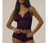 Shein Conjunto multipack de top de tirantes ajustables con encaje en el busto triangular y bóxer ajustado tipo boyshort, ropa interior cómoda para uso diari