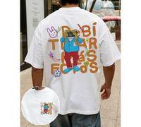 Shein Conjunto unisex de dos camisetas, de algodón puro, ideales para primavera y verano. Una de ellas cuenta con un diseño estampado personalizado, el logo