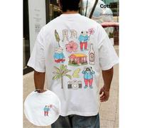 Shein Conjunto unisex de dos camisetas, de algodón puro, ideales para primavera y verano. Una de ellas cuenta con un diseño estampado personalizado, el logo