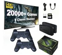 Shein Consola de juegos retro portátil y de sobremesa - Sistema de arcade súper de 64GB con talla grande de 20,000 juegos clásicos, 2 controladores inalámbr
