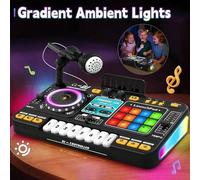 Shein Consola de mezcla DJ para niños, consola de mezcla DJ para niños pequeños con plato giratorio DJ, modo de juego, luces, control de velocidad y micrófo