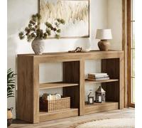 Shein Consola negra, consola estrecha de madera con estantería de 3 niveles, mesa de sofá de estilo industrial con estructura de metal para salón y pasillo