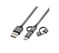Shein CoolBox COO-CAB-U2MC-GR cable USB 1 m USB 2.0 USB A USB C/Micro-USB B Gris