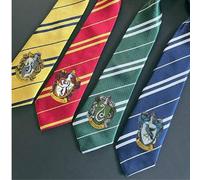 Shein Corbata oficial y autorizada de Harry Potter, Hogwarts, Gryffindor, Slytherin, Ravenclaw, Hufflepuff, insignia de mano anudada, corbata tejida a rayas