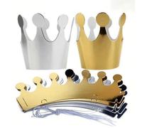 Shein Corona de papel dorada, sombrero corona de fiesta dorado, corona de rey, sombrero de papel de feliz cumpleaños, corona de príncipe y princesa, tocado