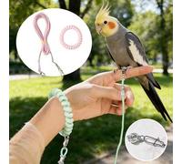 Shein Correa de entrenamiento ultraligera para caminar con pájaros, correa elástica de liberación para loros, anillo para el pie con estampado de piel de ti