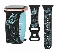 Shein Correa de reloj compatible con con mariposa tallada linda, Correa de silicona deportiva de dos colores, suave y cómoda, compatible con 38/40/41/42/44/