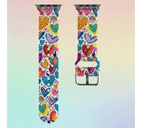 Shein Correa de reloj de silicona con corazón asimétrico de graffiti colorido, compatible con Apple Watch de 38mm, 40mm, 41mm, 42mm, 44mm, 45mm, 49mm, se aj
