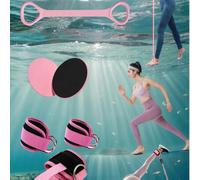 Shein Correa para tobillo para máquina de cables + Estiramiento de yoga de 8 palabras y discos deslizantes para gimnasio en casa, Pilates y ejercicios de gl