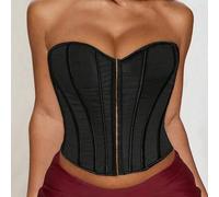 Shein Corsé con ojal y anilla abierto por delante, espalda descubierta, reductor de talla, con ballenas, tipo clubwear, top corto tipo tubo, estilo punk, se