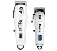 Shein Cortadora de pelo eléctrica Kemei KM-PG809A/KM-232 para hombres, cortadora de pelo/recortadora de barba inalámbrica profesional recargable con accesor