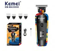 Shein Cortadora de pelo eléctrica KM-MAX5090 para hombres, set profesional de barbería, máquina de cortar el cabello inalámbrica recargable por USB, mini re