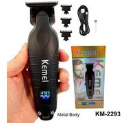 Shein Cortadora de pelo eléctrica profesional de metal de la marca Kemei, con cuchillas de 0 mm sin espacio, recargable y inalámbrica, con pantalla LCD, máq