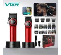 Shein Cortadora de pelo inalámbrica profesional de alta potencia VGR, base de carga recargable, set de cortadora de pelo de velocidad ajustable, recortadora