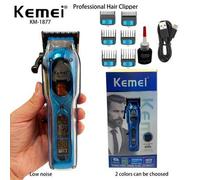 Shein Cortadora de pelo profesional KM-1877 para hombres para uso en salón, máquina de corte de pelo con motor sin escobillas a 9000RPM, color azul real, re