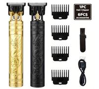 Shein Cortadora de pelo profesional para hombres, recortadora inalámbrica con hoja en forma de T y grabado de dragón, máquina de corte de cabello y barba re