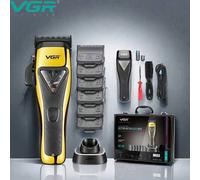 Shein Cortadora de pelo profesional VGR Cortapelos eléctrico ajustable Conjunto de recortadora de vector de motor Base de carga Máquina de corte de pelo de