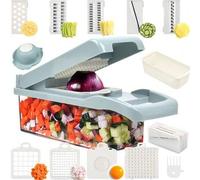 Shein Cortadora de verduras multifuncional, picadora de cebolla, cortadora en juliana con cesta coladora y recipiente, cortadora multifuncional 14 en 1, ral