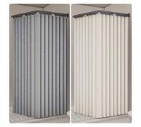 Shein Cortina de ducha plegable moderna - Separación húmeda/seca, material de poliéster, diseño a rayas con ganchos y correa de almacenamiento, adecuada par